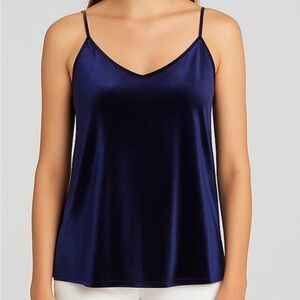 Ann Taylor Crushed Velvet Spaghetti Strap Tank Top Royal Blue S Petite